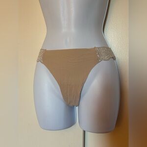 Women’s Lace-Trim High Cut Bikini Panty - TAN